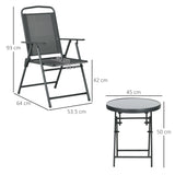 Outsunny Three-Piece Garden Seat Set, with Glass-Top Table - Dark Grey