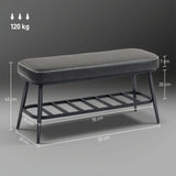 HOMCOM PU Leather Shoe Storage Bench - Charcoal Grey
