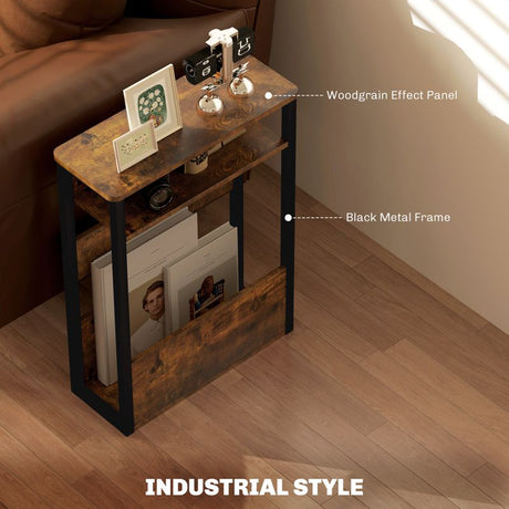 HOMCOM Industrial-Style Side Table - Black/Brown