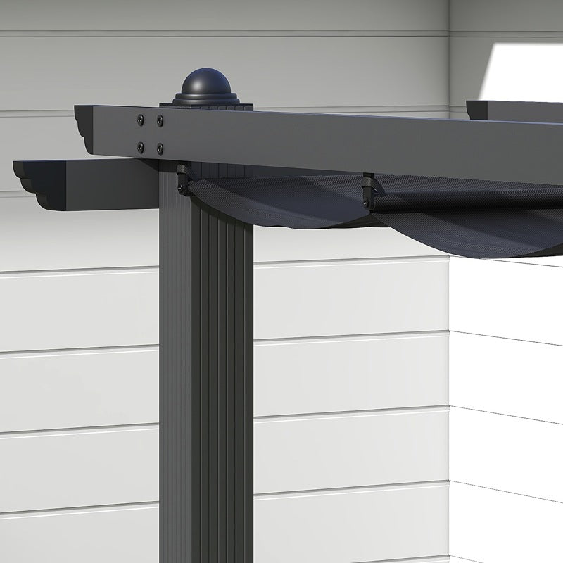 Outsunny 3 x 3m Aluminium Pergola, with Retractable Roof - Dark Grey