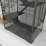 PawHut Four-Tier Hamster Cage with Deep Tempered Glass Bottom, Hut, Running Wheel, Food Dish, Water Bottle, 60 x 40 x 80cm