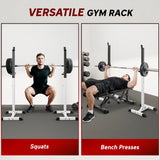 HOMCOM Heavy Duty Weight Bar Barbell Squat Stand Barbell Rack Spotter, for Home, Gym - Black