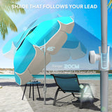 Outsunny Beach Umbrella Portable with Sand Anchor, Carry Bag, Adjustable Height & Tilt, UPF50+ UV Protection, Blue