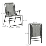 Outsunny Set of 6 Patio Folding Chair Set, Garden Portable Outdoor Chairs with Armrest and Breathable Mesh Fabric Seat and Backrest, for Camping, Beach, Deck, Lawn, Grey