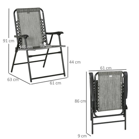 Outsunny Set of 6 Patio Folding Chair Set, Garden Portable Outdoor Chairs with Armrest and Breathable Mesh Fabric Seat and Backrest, for Camping, Beach, Deck, Lawn, Grey