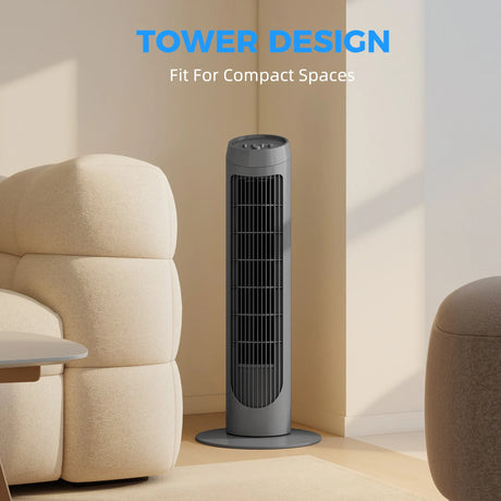 HOMCOM Tower Fan for Bedroom Cooling, 75cm Electric 70 Oscillating with 3 Speed Settings, Standing Floor Fan, Grey