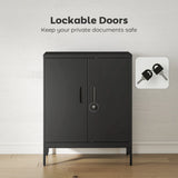 HOMCOM Metal Storage Cabinet with Lock and Adjustable Shelves - Black