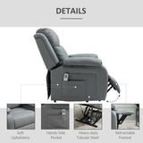 HOMCOM Riser and Recliner Chair with Massage, Heat, Power Lift Recliner Chair for Elderly with Remote Control, Extended Footrest, Dual Side Pockets, Overstuffed Electric Reclining Armchair, Grey