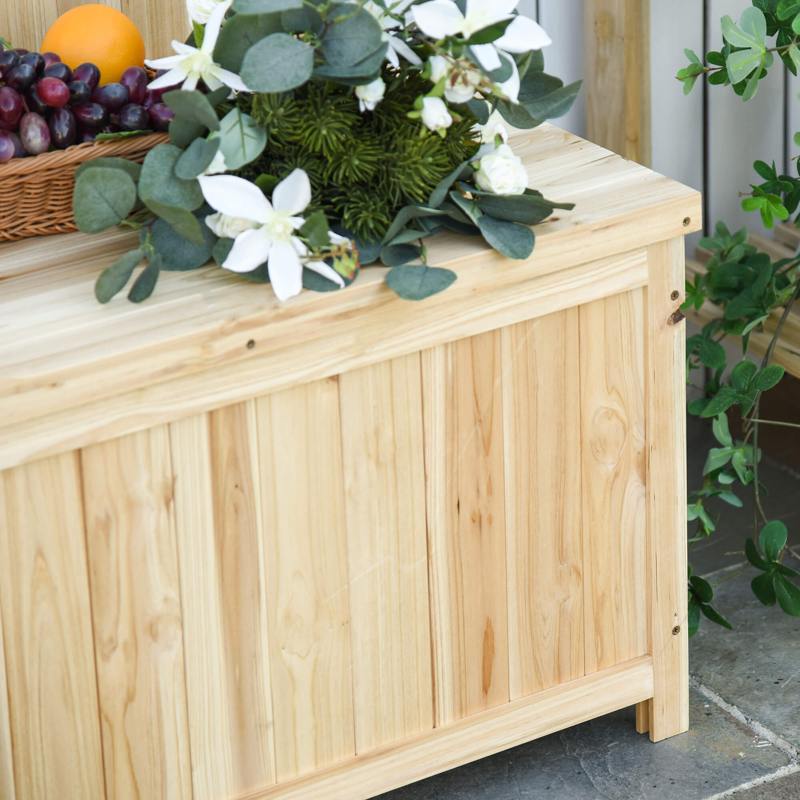 Outsunny Wood Storage Bench for Patio Furniture, Outdoor Garden Seating Tools