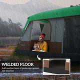 Outsunny Six-Man Camping Tent, with Small Rainfly and Accessories - Green