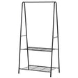 HOMCOM Metal Clothes Rack Coat Garment Hanger Hallway Organiser Hanging Rail Stand 2-tier Shoe Shelving A Shaped 77L x 45W x 153H cm Black