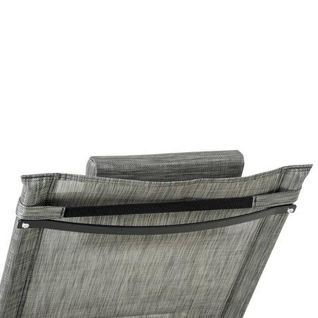 Outsunny Outdoor Garden Rocking Chair, Patio Sun Lounger Rocker Chair with Breathable Mesh Fabric, Removable Headrest Pillow, Armrest, Side Storage Bag, Dark Grey