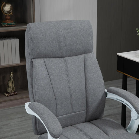 Vinsetto Office Chair, Ergonomic Desk Chair, Fabric Work Study Chair with 155 Reclining Back and Footrest, Adjustable Height and Swivel Wheels, Grey