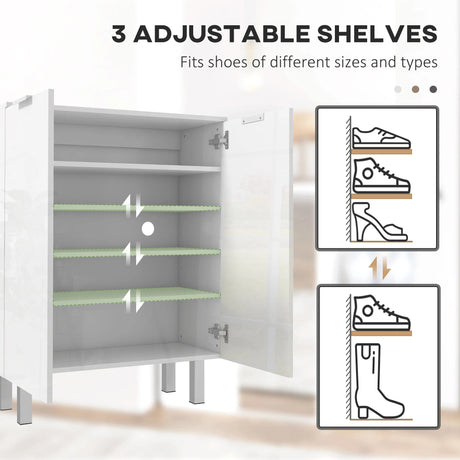 HOMCOM Five-Shelf Shoe Storage Cupboard - White