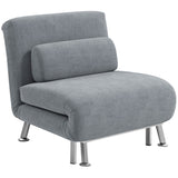 HOMCOM Single Velvet-Feel Sleeper Chair - Grey