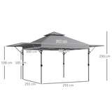 Outsunny 5 x 3m Height Adjustable Pop-Up Gazebo, with Accessories - Grey