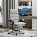 Vinsetto Office Chair with Footrest, Double Padding Ergonomic Desk Chair with 6-Point Vibration Massage and Back Heating, Microfibre Fabric with 135 Reclining Back, Grey
