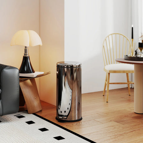 HOMCOM Foot Pedal Bin Stainless Steel Metal Waste Rubbish Lid Kitchen Garbage 30L Silver