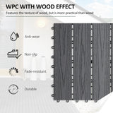 Outsunny WPC Interlocking Decking Tiles, Pack of 11 Interlocking Patio Paving Slabs, 30 x 30 x 2.2 cm, Grey