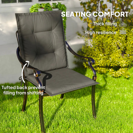 Outsunny Set of Four Padded Garden Seat Cushions - Light Grey