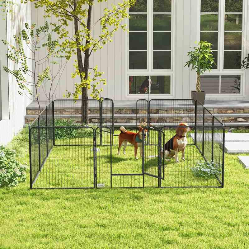 PawHut 12 Panels Heavy Duty Puppy Playpen, for Small Dogs, Indoor and Outdoor Use - Silver