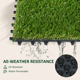 Outsunny 10 PCs 30 x 30cm Artificial Grass Turf, 25mm Pile Height Grass Carpet Fake Grass Mat UV Resistance for Outdoor