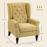 HOMCOM Wingback Accent Chair, Retro Upholstered Button Tufted Occasional Chair for Living Room and Bedroom, Yellow