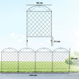 Outsunny Decorative Garden Fencing, 43in x 11.5ft Outdoor Picket Fence Panels, 4PCs Rustproof Metal Wire Landscape Flower Bed Border Edging, Black
