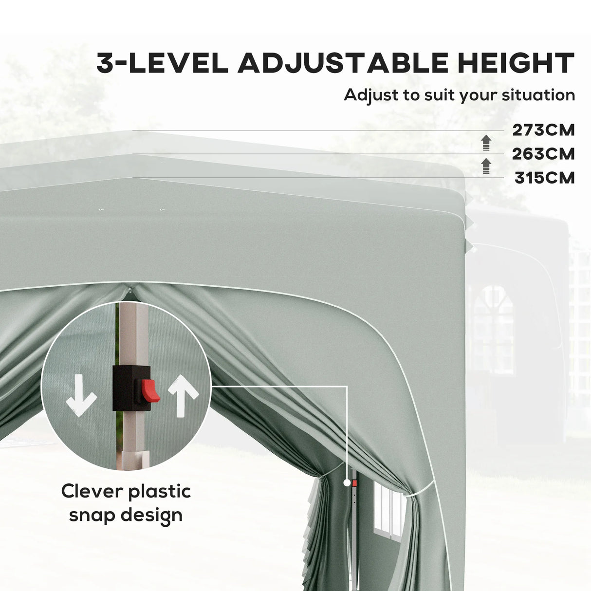 Outsunny 3 x 3m Pop-Up Gazebo Shelter, with Accessories - Light Grey