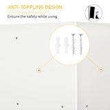 HOMCOM 3 Tier Kids Bookcase Toy Organiser Storage w/ 3 Fabric Drawers, White