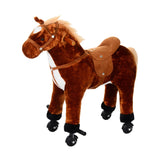 HOMCOM Plush Walking Horse Ride On Toy with Wheels and Realistic Sounds Rocking Horse for Girls Boys 3+ Years Old, 50cm Tall, Brown