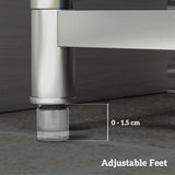 HOMCOM Outdoor Utility Sink, Stainless Steel Free Standing Single Bowl Kitchen Sink with Cold and Hot Water Pipe and Storage Shelf for Laundry Garage, 55 x 50 x 100 cm