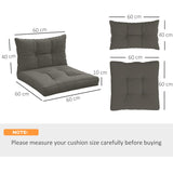 Outsunny 2-Piece Seat Cushions Back Pillows Replacement, Patio Chair Cushions Set for Indoor Outdoor, Charcoal Grey