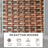 Outsunny Foldable PE Rattan Outdoor Coffee Table, Metal Frame Wicker Round Side Table, Coffee Table Side Table for Lawn, Garden, Mixed Brown