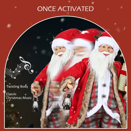 HOMCOM 4'6" Animated Santa Claus Figure, with Sound - Red