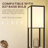 HOMCOM Floor Lamp with Shelves, 3 Layer Column Modern Standing Lamp for Living Room, Bedroom, Office, Bulb not Included, Black