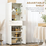 HOMCOM 4-Door Kitchen Cupboard, Tall Freestanding 5-Tier Storage Cabinet with 3 Adjustable Shelves, 2 Drawers for Living Room, Dining Room, Push to Open Design, High Gloss White