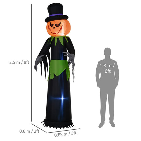 Outsunny 8ft Light-Up Pumpkin Man Halloween Decoration