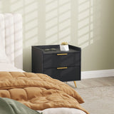 HOMCOM Elegant Two-Drawer Bedside Table - Black