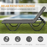 Outsunny Sun Lounger Relaxed Recliner with 5-Position Adjustable Backrest Aluminium Frame for Pool, Sun Bathing, Grey