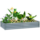 Outsunny 180 x 90cm Galvanised Steel Open Planter - Silver