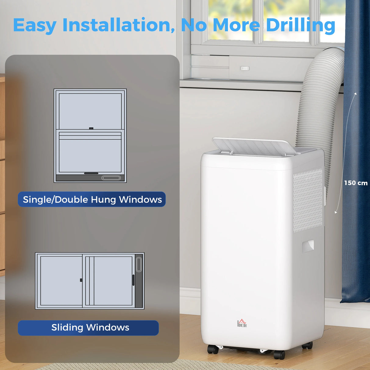 HOMCOM 12,000 BTU 5-in-1 Mobile Air Conditioner, 35m2 Radius - White