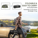 Outsunny Inflatable 3-4 Man Tunnel Tent w/ Air Pump, Living Area & Vestibule, Waterproof Family Camping Air Tent w/ Sewn In Groundsheet & Removable Footprint for Camping, Hiking, Olive Green