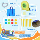 Outsunny 6 in 1 Kids Bouncy Castle, with Water Slide, Water Gun, Climbing Wall, Air Blower for Indoors/Outdoors, 3.9 x 3 x 2m