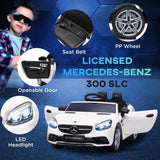 AIYAPLAY Benz SLC 300 Licensed 12V Electric Car for Kids, Kids' Electric Ride on with Parental Remote, Music Lights, Suspension Wheels for 3-6 Years, White