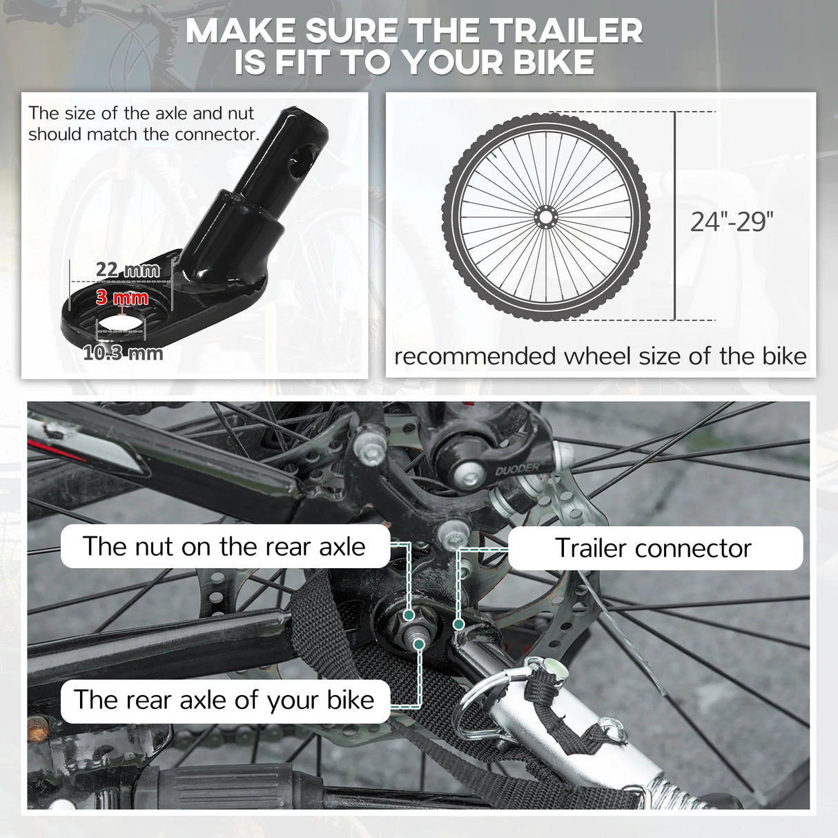 HOMCOM 2 Seat Bike Trailer with 5 Point Harness, Baby Bike Stroller with Safety Flag, Reflectors, for 18+ Months, Black