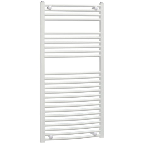 HOMCOM Curved Heated Towel Rail, Hydronic Bathroom Ladder Radiator Towel Warmer For Central Heating 600mm x 1200mm, White