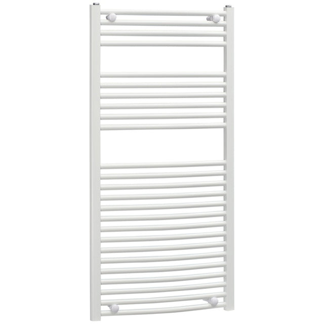 HOMCOM Curved Heated Towel Rail, Hydronic Bathroom Ladder Radiator Towel Warmer For Central Heating 600mm x 1200mm, White