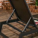 Outsunny Rattan Sun Lounger, with Five-Position Back - Brown/Black