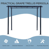Outsunny 3 x 3 Meter Metal Pergola Garden Gazebo Grape Trellis for Climbing Plants Outdoor Sun Shelter Arbours